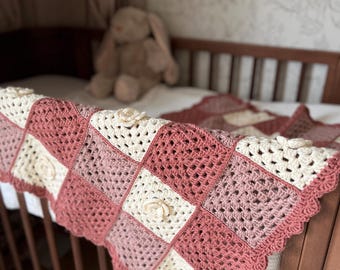 Baby Blanket Crochet Pattern PDF – Instant PDF download in English & Dutch – Easy Crochet Pattern for Beginners – Baby shower gift basket