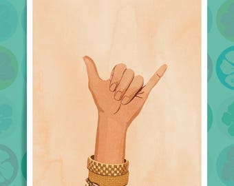Wahine Shaka Art Print