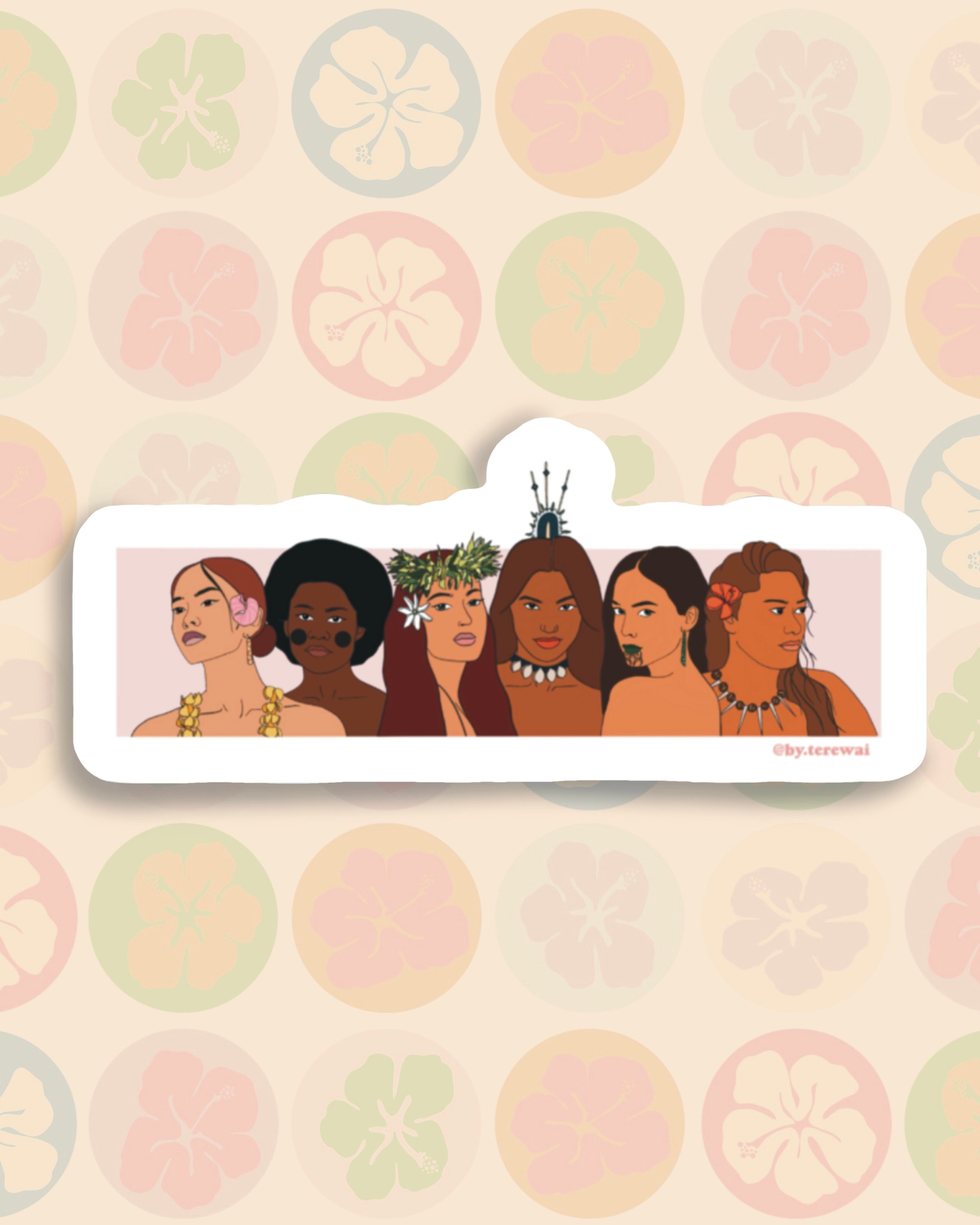 Ngā Wāhine die-cut sticker, Polynesian women vinyl sticker