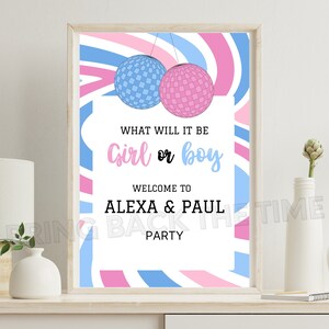 Gender Reveal welcome sign , Gender reveal poster, gender reveal party, retro gender reveal welcome sign, digital download poster