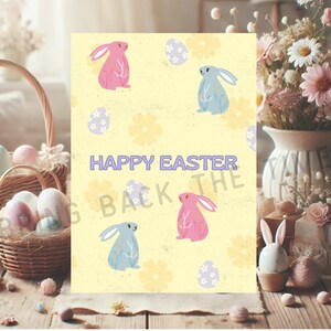 Biglietto di auguri di Pasqua retrò, biglietto di Pasqua stampabile, biglietto di buona Pasqua, pieghevole vintage stampabile, arte pasquale, download immediato