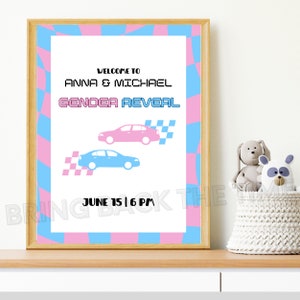 Gender Reveal poster, Gender reveal welcome sign, gender reveal party, retro gender reveal, digital download poster