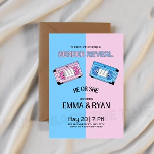 Digital Gender Reveal Invitation, Electronic Gender Reveal Invite, Retro Gender Reveal, Gender Reveal Party, Instant Download Gender Reveal