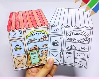 Bakery Shop Coloring Book: Printable Paper Dollhouse (PDF)