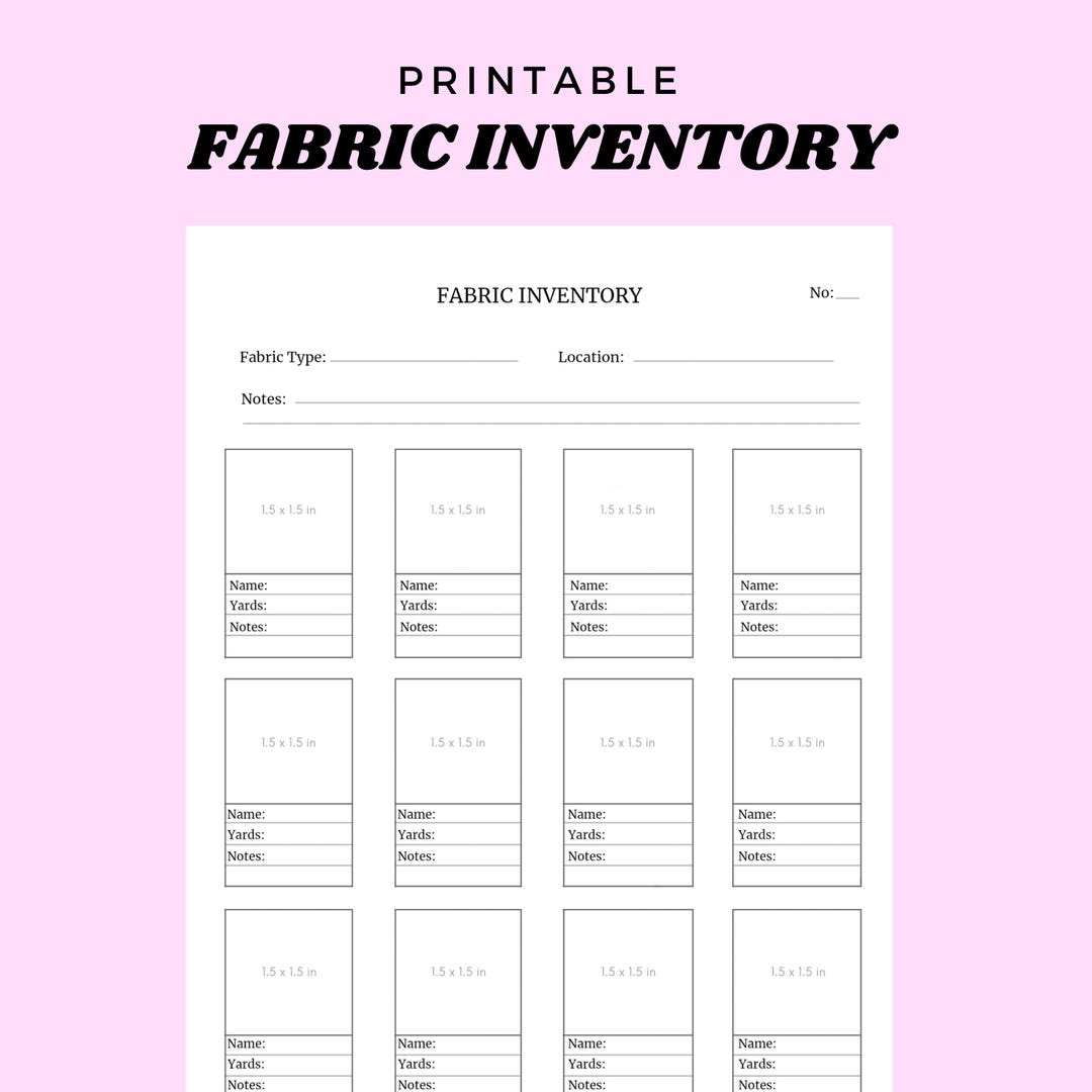 Minimalist Fabric Stash Inventory Tracker PDF Printable Fabric ...