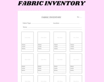 Minimalist Fabric Stash Inventory Tracker PDF Printable Fabric Organizer Planner Simple Inventory Planner (Digital Download Letter & A4)