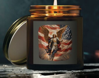 Saint Michael Candle: Patriotic American Pride, Freedom Scented