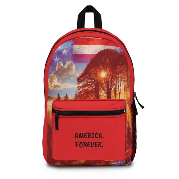 america travel backpack Nander American Flag School Bookbags Shoulder Laptop Daypack College Bag for Womens Mens Boys Girls made from 37 recycled plastic bottles and the water repellant treatment is 100% PFC free Best American Made Backpacks For