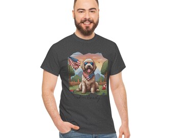 American Pride Labradoodle Tee: Cartoon Dog Lover Unisex Shirt