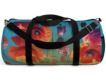 Floral Duffle Bag | Poppy Flowers Bag | Travel Bag Organizer | Lightweight Weekend Bag | Feminine Floral Luggage | Gift for Traveler
