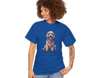 Labradoodle Dog Lover Cotton Tee: American Pride Unisex Shirt