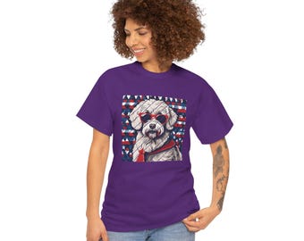 Patriotic Pup Cotton Tee: USA Dog Lover Unisex Shirt