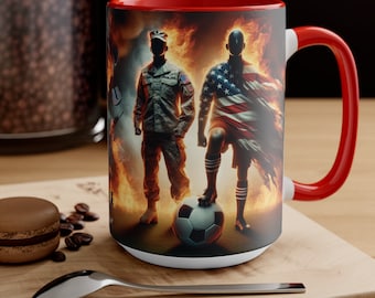 Soccer Accent Mug: Patriotic Military Gift