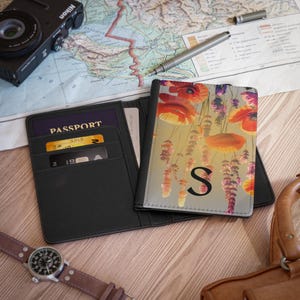 Personalized Floral Passport Cover: RFID Faux Leather Travel Organizer
