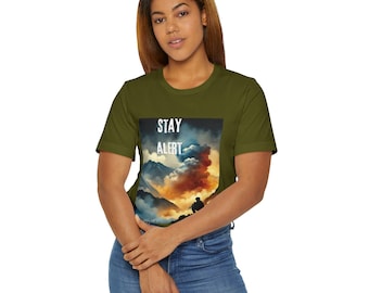 Valor's Call Unisex Jersey T-Shirt: Soldier in Battle Graphic Tee