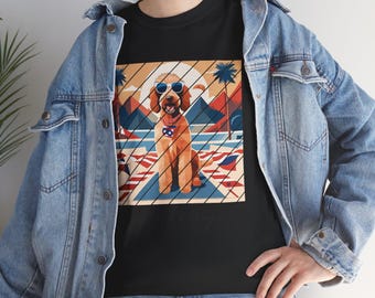 Labradoodle Dog T-Shirt: American Pride Unisex Cotton Tee