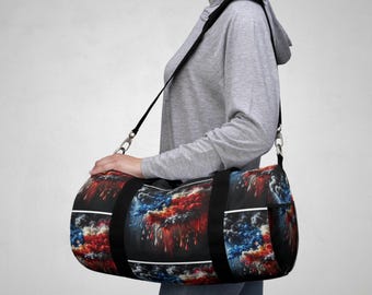 Patriotic Fitness Duffel Bag | Gym Apparel Handbag | Workout Gear Storage | Yoga Bag