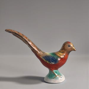 Vintage Hungarian Bodrogkeresztur Porcelain Hand-Painted Pheasant Figurine 1960s Bird Collectible
