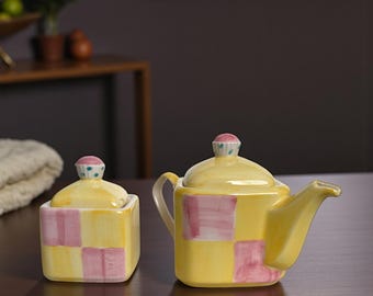Teiera in ceramica vintage Marks & Spencer Battenberg Cake Novelty, anni '90 circa / Teiera / San Michele