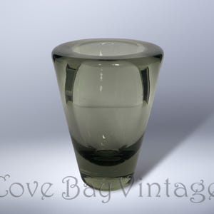 Small Vintage Holmegaard Smoked Grey Art Glass Vase Signed By Per Lütken Denmark | Royal Copenhagen | Scandinavian | Holme Gaard | Danish