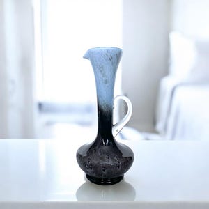 Vintage Empoli Black and White Spatter Cased Glass Ewer / Jug / Vase c1960s | Hand Blown | Italian | Splatter |