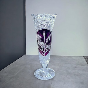 Vintage Byrdes Hofbauer Ruby Red Bird Footed Vase Pressglas West Deutschland 1940 | Massives Glas | Blumenvase | Wohnzimmer Dekor