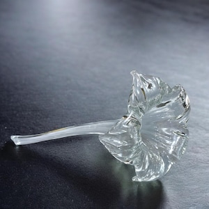Vintage Clear Blown Art Glass Flower with Long Stem 1960s | Lily | Sculpture | Lilly | Italian Home Decor | Elegant | Centrepiece | Murano
