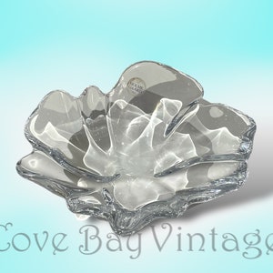 Vintage Holmegaard Natura Freeform Organic Clear Crystal Bowl by Ole Kortzau Denmark c1980s | Royal Copenhagen | Scandinavian | Art Glass