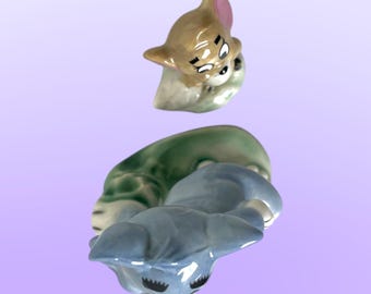 Vintage Tom and Jerry Porcelain Figurines Made in England by Wade