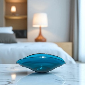 Vintage Sowerby of Tyneside Light Blue Hand Blown Glass Posy Bowl 1960&#39;s | Fruit | Candy | Dish | Teal | Turquoise | English |