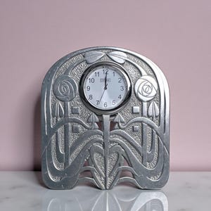 Vintage Small Ortak of Scotland Charles Rennie Mackintosh Art Nouveau Pewter Clock - 1980s | Scottish