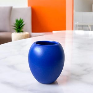 Vintage ASA Selection Small Blue Post Modern Vase, West German Pottery c1980s | Germany | Pottery | Ceramic | Vases | MCM | Minimalist