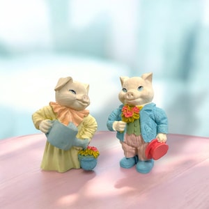 Vintage Pair of Ceramic Piggy Figurines From the &quot;Lovely Piggy Collection&quot; c1990s | Figure | Piggy | Piglet | Pig | Pigs |