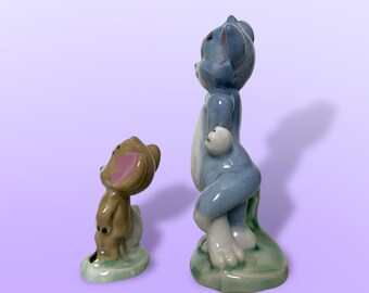 Vintage Tom and Jerry Porcelain Figurines Made in England by Wade
