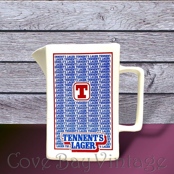 Vintage 1980’s Tennent's Lager Whisky Water Jug Pitcher.