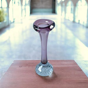 Vintage Aseda Glasbruk of Sweden Amethyst Art Glass Bone Vase with Bubble Base - c1960s | European | Vases | Scandinavian | Bud | Swedish