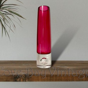 Vintage Berry Red Bubble Stem Glass Vase - c1970s | European | Vases | Scandinavian