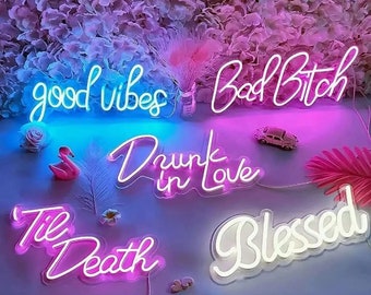 Custom Name LED Neon Sign, Light Up Bedroom Wall Decor, Aesthetic Wedding Backdrop, Personalized Logo Bar Signs, Handmade Neon Schild Gifts