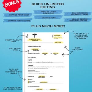 Editable Doctor's Note Template: Medical Excuse (canva Digital Download ...