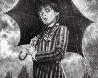 Dessin original de Mercredi Addams (Jenna Ortega)