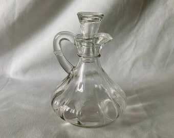 Vintage Glass Olive Oil & Vinegar Cruet Bottle, Perfume Bottle with Topper and Handle, Anchor Hocking Glass