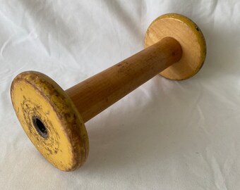 Medium Wooden Spool Bobbin, Weaving Sewing, Textile Mills, Candle Taper Holder, 9"H, Vintage