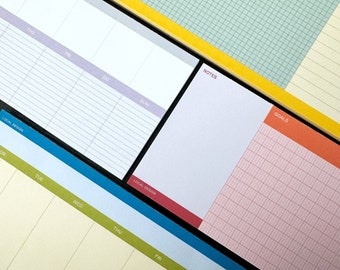 Colorful grid notepad bundle weekly planner memo pad scrapbooking notepad journal page memo pad journal keeping planner notepad