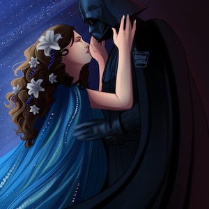 Padme Amidala and Darth Vader fan art 8x10 matte print