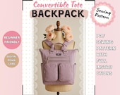 Convertible Tote Backpack Sewing Pattern PDF | Travel Bag Pattern with Zipper Pockets | Beginner-Friendly DIY Bag Tutorial