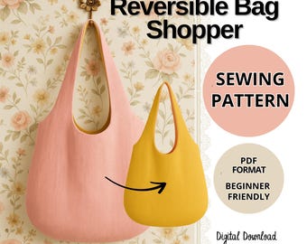 Reversible Shopper Bag Sewing Pattern – DIY Tote Bag PDF – Beginner Friendly, Digital Download