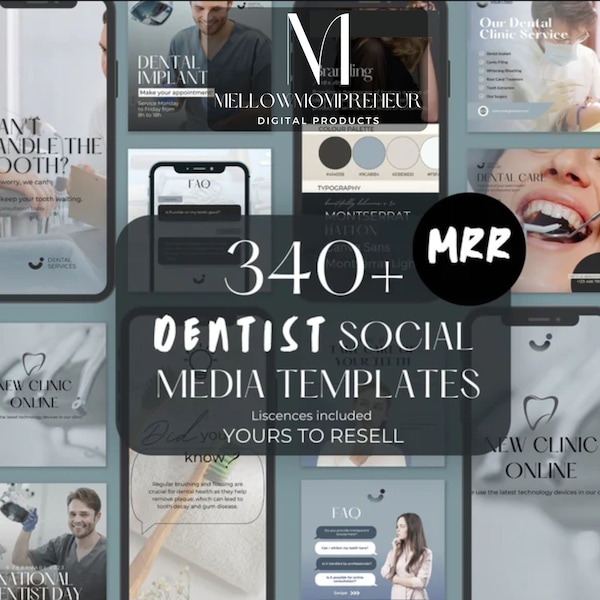 340+ Dental Clinic Instagram Bundle, Dentist Instagram Template,  FACEBOOK template,  Canva Template, Social Media Marketing Bundle