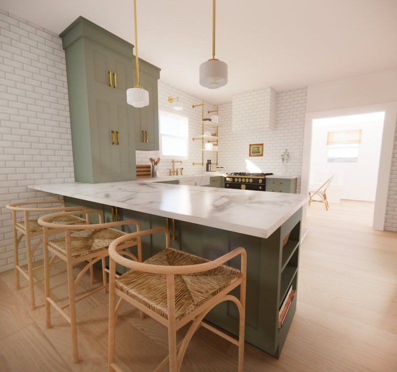 Kitchen 3D Rendering, Kitchen Interior Design, Custom Kitchen Design ...