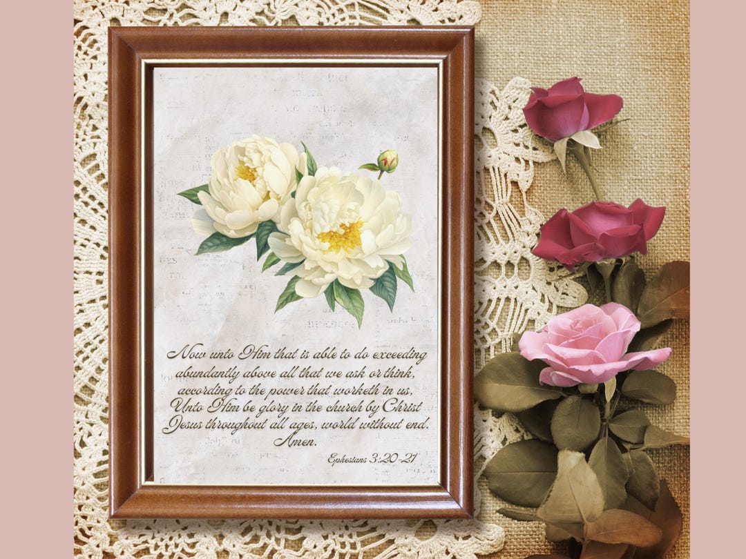 Cottage Scripture Image Ephesians 3:20-21• Vintage Style Magnolia KJV Scripture Print • Cottage ...