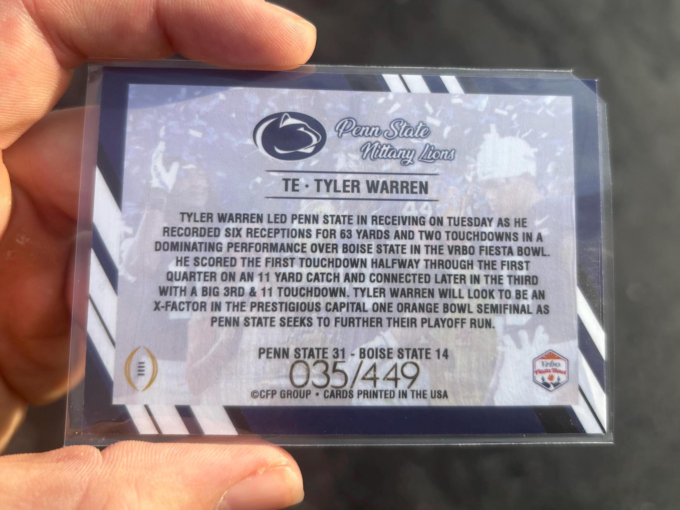 Tyler Warren Penn State Nittany Lions College Football Card Holo